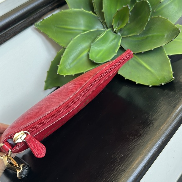 Coach, genuine, leather wristlet clutch handbag purse, red - Picture 3 of 7